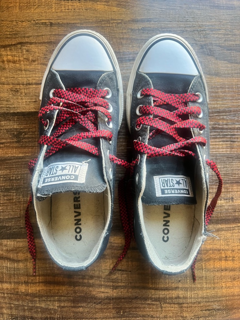 Converse Black Platform Sneakers with Checkered Laces